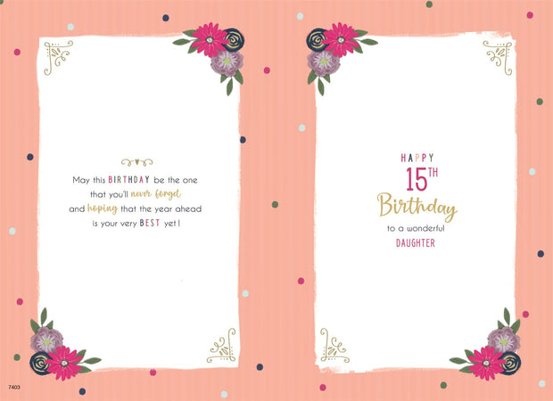ICG Daughter 15th Birthday Card