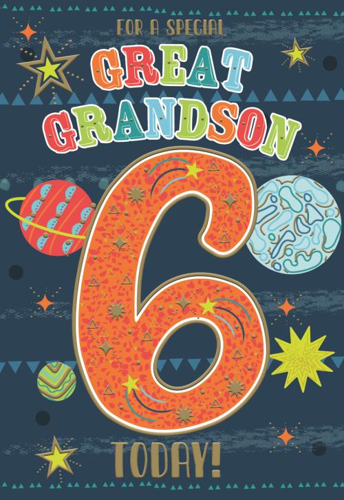 ICG Great Grandson 6th Birthday Card