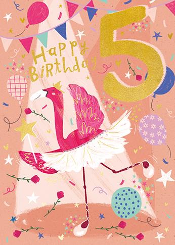 Ling Design 5th Birthday Card