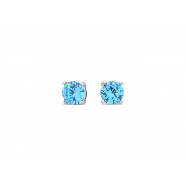 Rhodium Plated Blue Earrings
