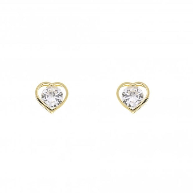 Heart Cubic Zirconia  Earrings For Sensitive Ears*