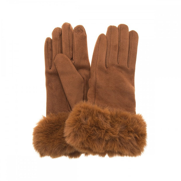 Nutmeg Ladies Faux Fur Cuff Gloves