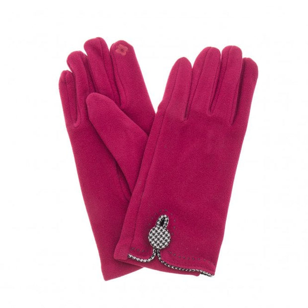 Magenta Button Detail Ladies Gloves