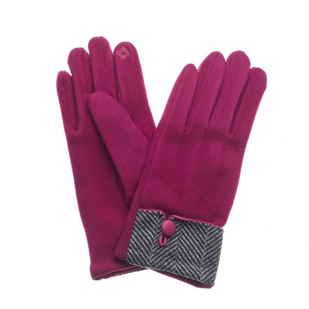 Magenta Tweed Cuff Ladies Gloves