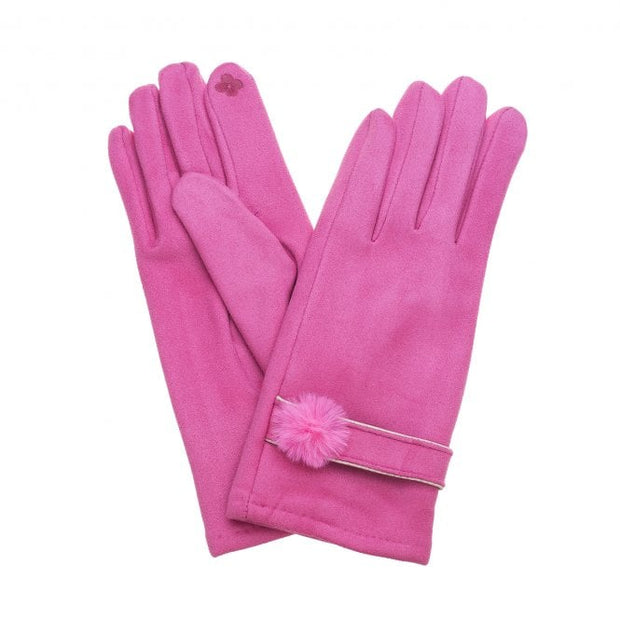 French Pink Pom Pom Detail Ladies Gloves