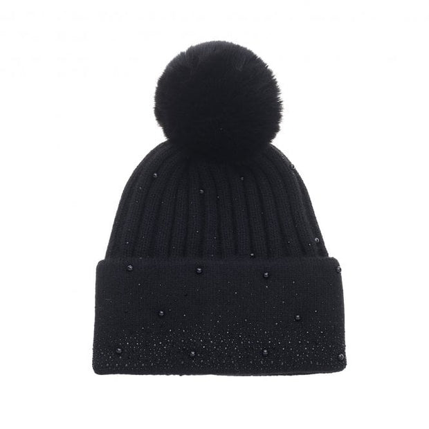 Black Sparkle Bobble Hat*