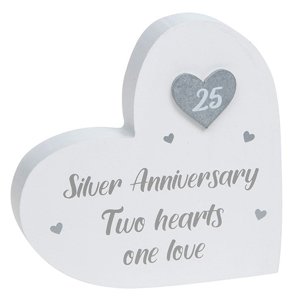 Provence Standing Heart Silver Anniversary Ornament