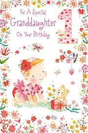 Paper Rose Granddaughter 1st Birthday Card