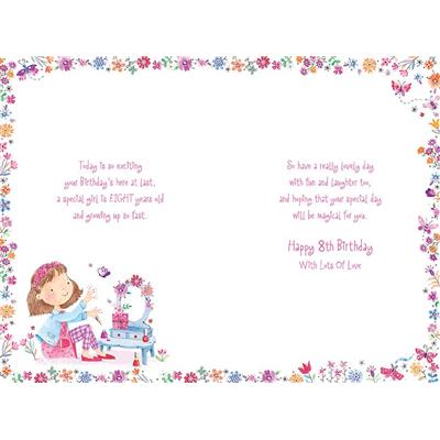 Paper Rose Granddaughter 8th Birthday Card