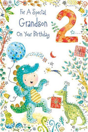 Paper Rose Grandson 2nd Birthday Card