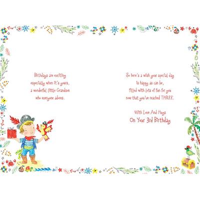 Paper Rose Grandson 3rd Birthday Card