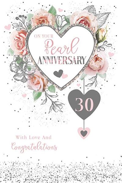 Paper Rose Pearl Wedding Anniversary Card