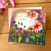 Alex Clark Blooming Lovely Birthday Dahlias Card