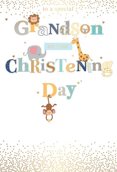 Words N Wishes Grandson Christening Day Card