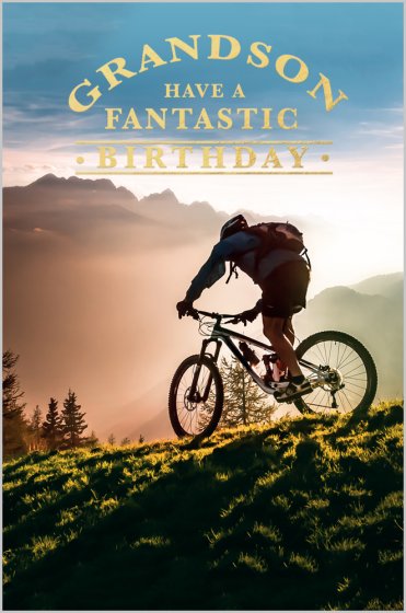 Abacus Grandson Mountain Bike Birthday Card