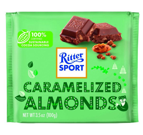 Ritter Sport Milk Chocolate Caramelised Almonds Bar 100g