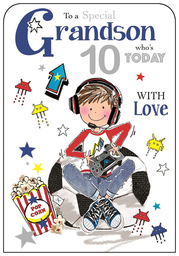 Jonny Javelin Grandson 10th Birthday Card
