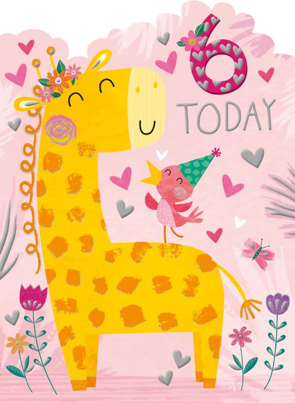 Noel Tatt 6th Birthday Giraffe Card