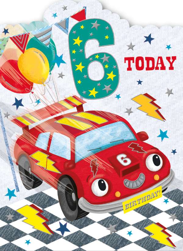 Noel Tatt 6th Birthday Race Car Card