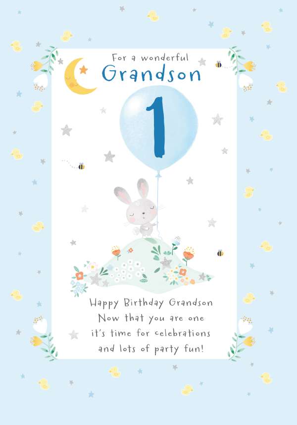 Noel Tatt Grandson 1st Birthday Card