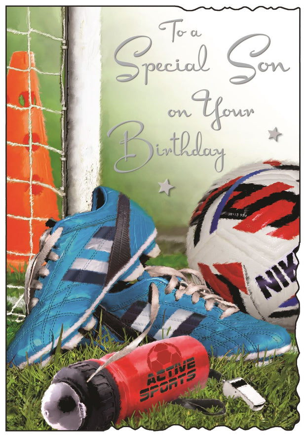 Jonny Javelin Son Football Birthday Card