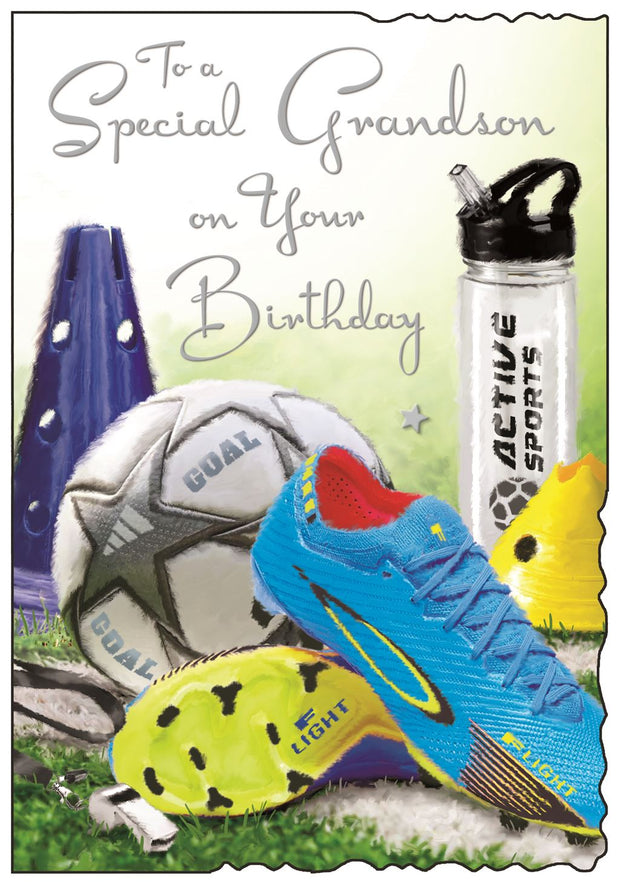 Jonny Javelin Grandson Football Birthday Card
