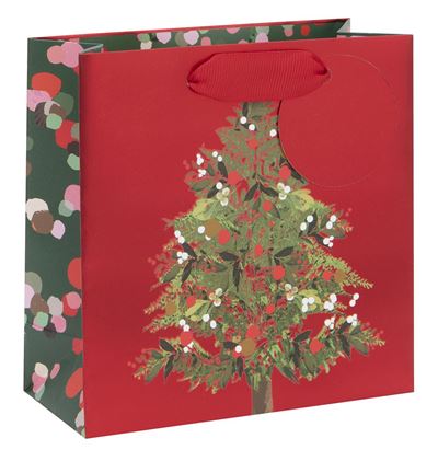 Glick Stephanie Dyment Festive Tree Red Small Christmas Gift Bag