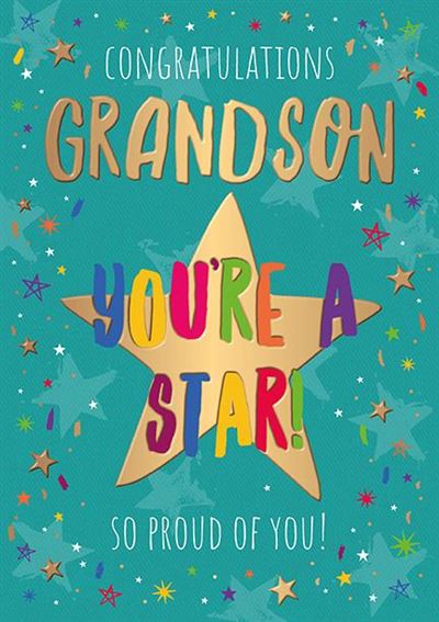 Words & Wishes Grandson Well Done You're A Star Cards