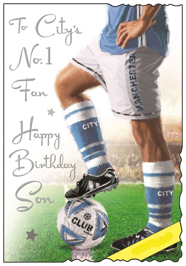 Jonny Javelin Manchester City's No 1 Fan Son Football Birthday Card