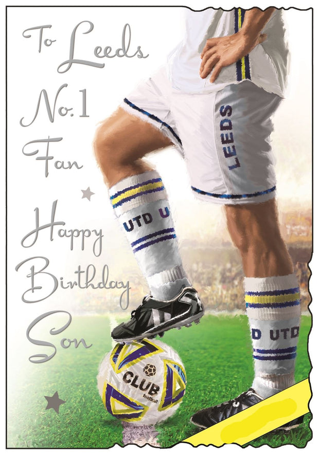 Jonny Javelin Leeds United No 1 Fan Son Football Birthday Card