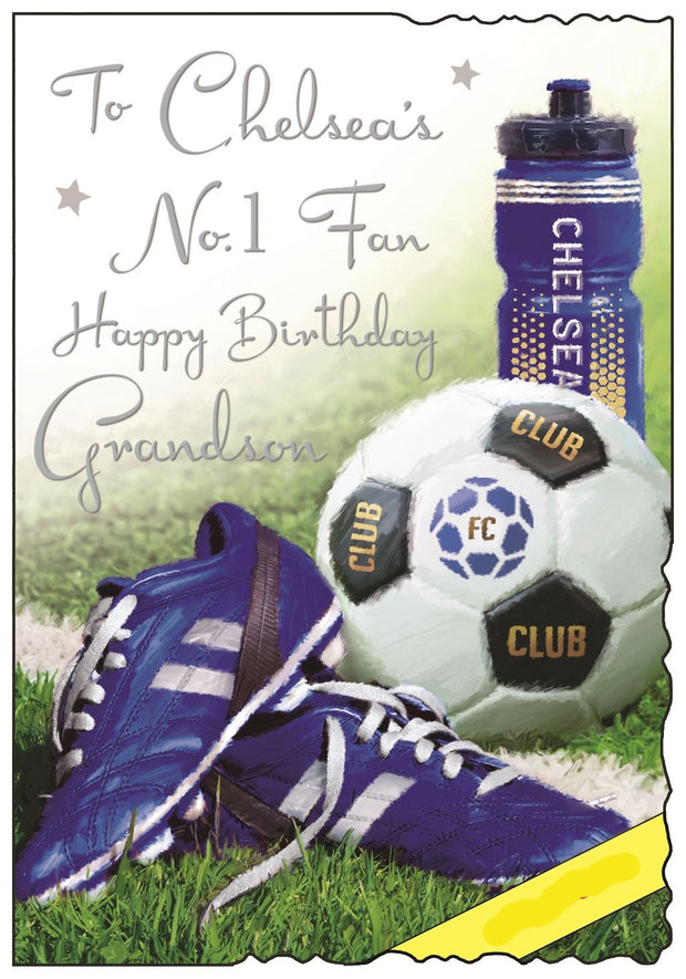 Jonny Javelin Chelsea's No 1 Fan Grandson Football Birthday Card
