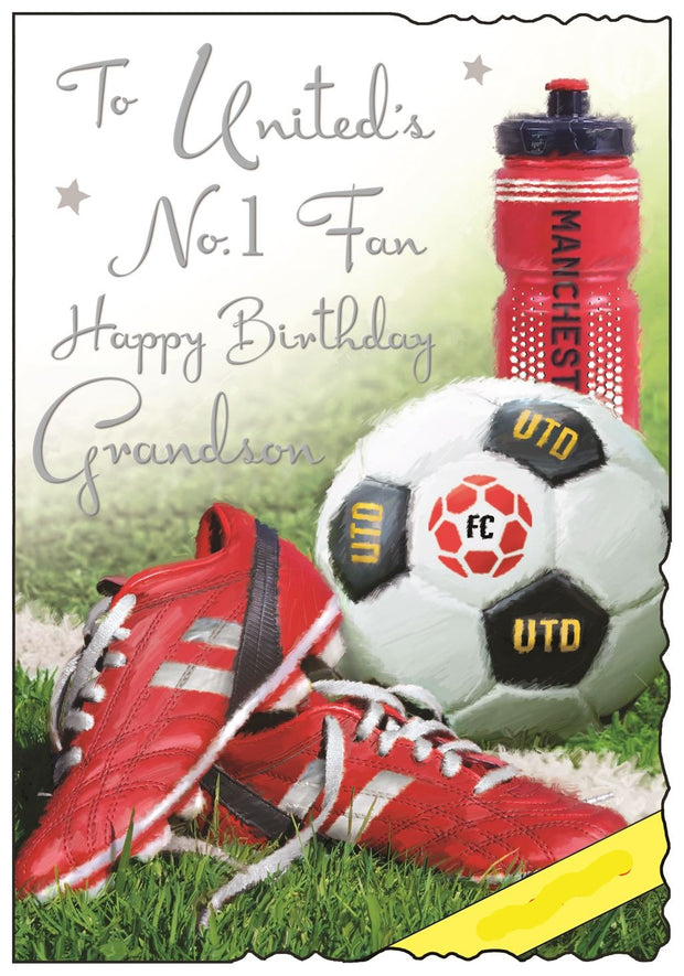 Jonny Javelin Manchester United's No 1 Fan Grandson Football Birthday Card