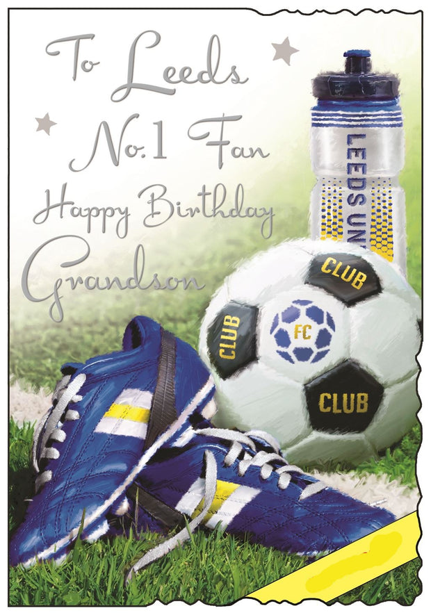 Jonny Javelin Leeds United No 1 Fan Grandson Football Birthday Card