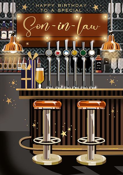 Words 'n' Wishes Special Son In Law Birthday Card - Happy Birthday Card For Men With Artistic Present Hamper Design With An Embossed Foil Finish: Greeting Cards