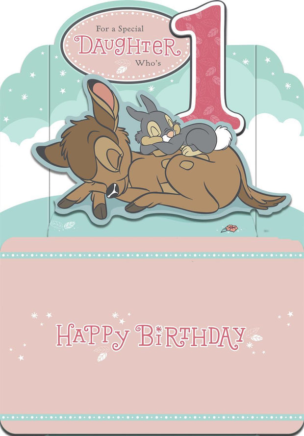 Hallmark Disney Bambi Daughter's 1st Birthday Card