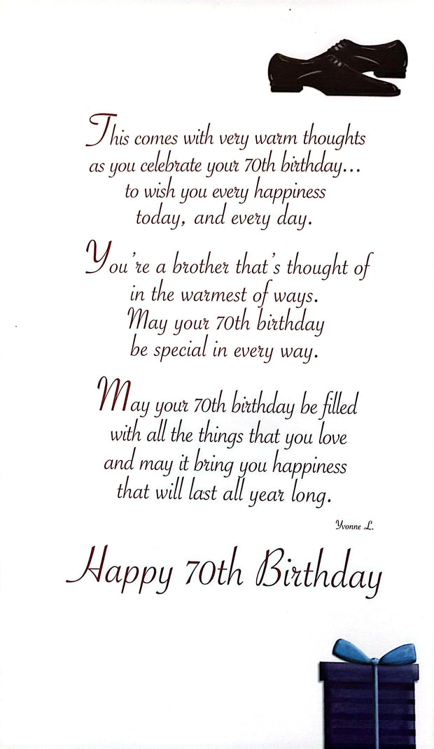 Sensations Brother 70th Birthday Card