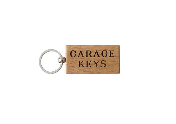 Bramble Farm 'Garage Keys' Rectangular Oak Keyring