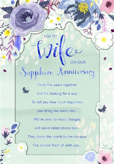 Hallmark Wife Sapphire Anniversary Card