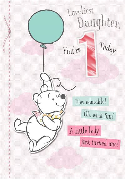 Hallmark Winnie the Pooh Daughter 1st Birthday Card