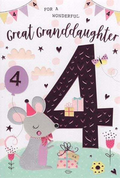 ICG Great Granddaughter 4th Birthday Card