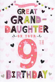 ICG Great Granddaughter 9th Birthday Card