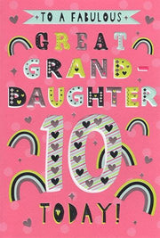 ICG Great Granddaughter 10th Birthday Card