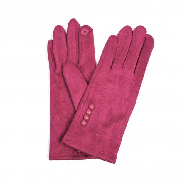 Fuschia Suede Effect Gloves