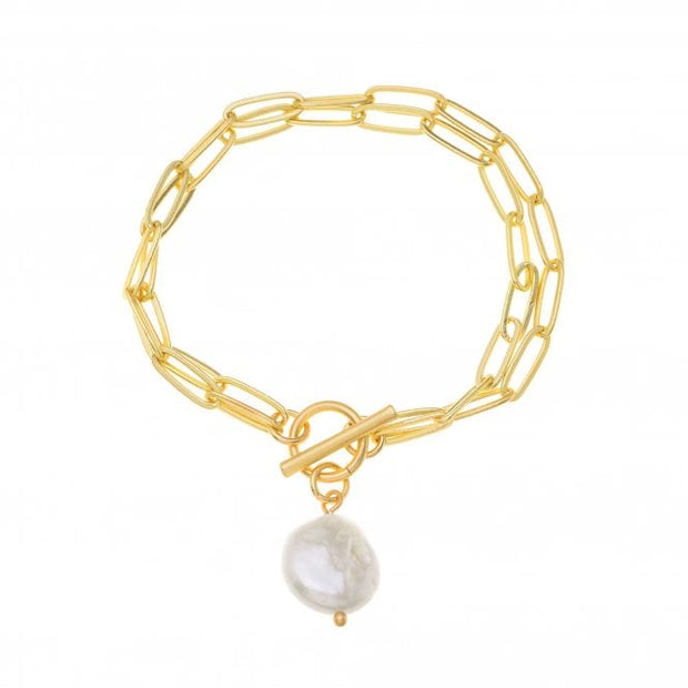 Gold Coloured Pearl Bracelet