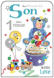 Jonny Javelin Sons 1st Birthday Card
