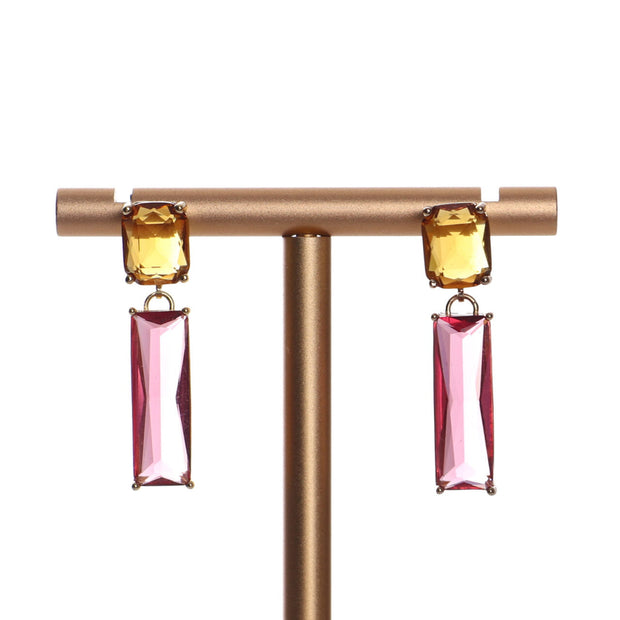 Zelly Gemstone Drop Earrings in Hot Pink