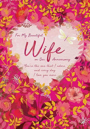 Paper Rose Wife Anniversary Card