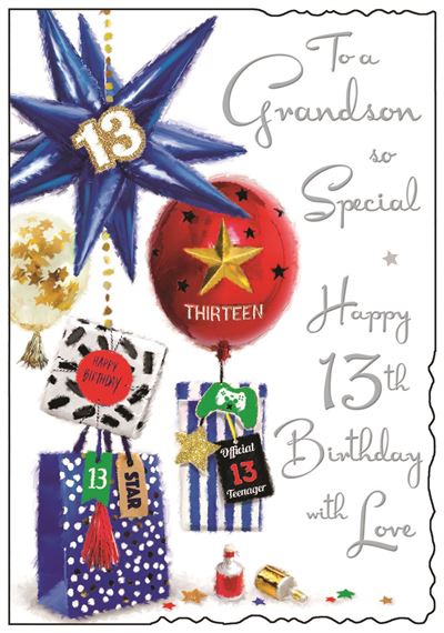 Jonny Javelin Grandson 13th Birthday Card