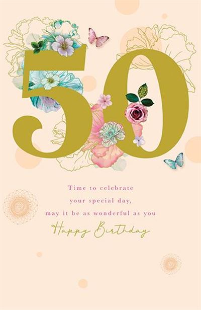 Paper Rose 50th Birthday Card