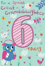 ICG Great Granddaughter 6th Birthday Card